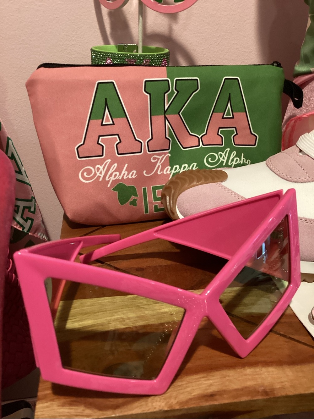 Hot Pink Geometric Statement Sunglasses with Mirrored Lenses